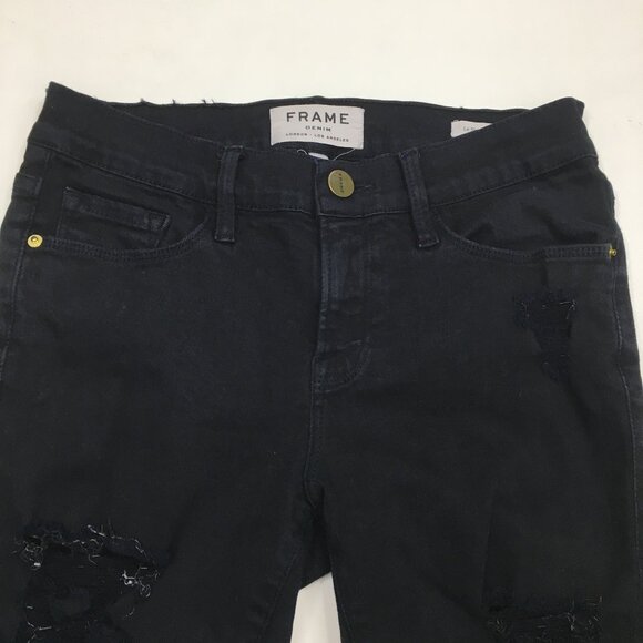 FRAME Le Skinny De Jeanne Distressed 5 Pocket Logo Hardware Jeans - Picture 4 of 10